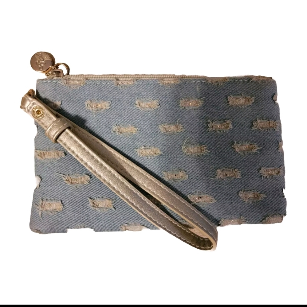 Libby Edelman Light Denim Blue/Gold Bali ToteBag With Matching Wristlet EUC - Picture 11 of 12